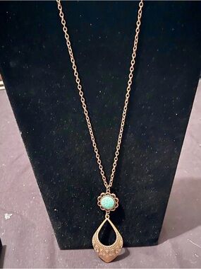 Turquoise Pendant Drop Necklace - Women Jewelry